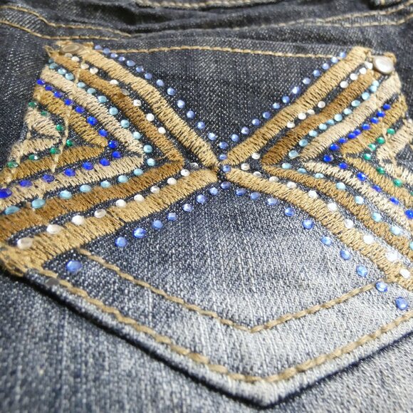 Hot Kiss Sz 5 Shorts Hot Pants Navy Blue Denim Jean Cici Distressed Pockets - Picture 11 of 11